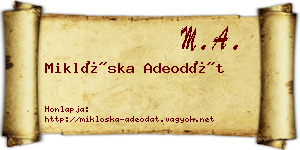 Miklóska Adeodát névjegykártya